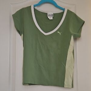 Puma Green V-Neck Women's Top